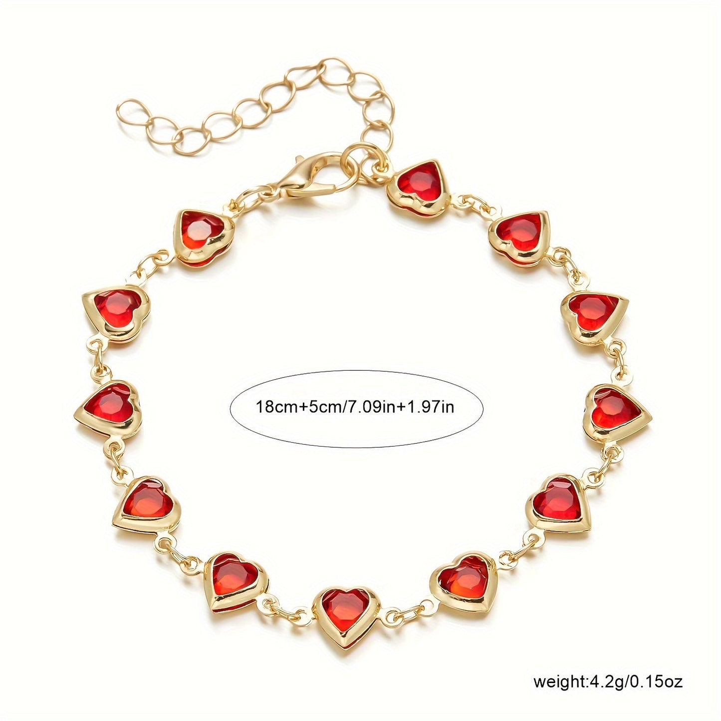 Sophie | Bracelet élégant avec breloque cœur rouge