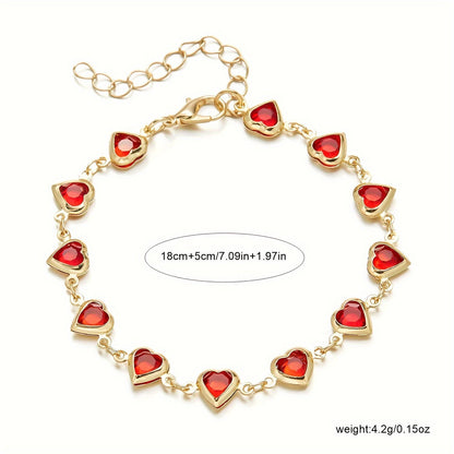 Sophie | Bracelet élégant avec breloque cœur rouge