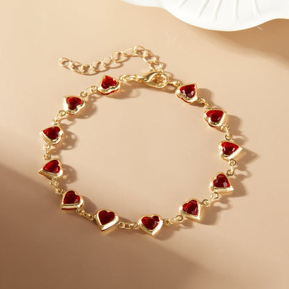 Sophie | Bracelet élégant avec breloque cœur rouge