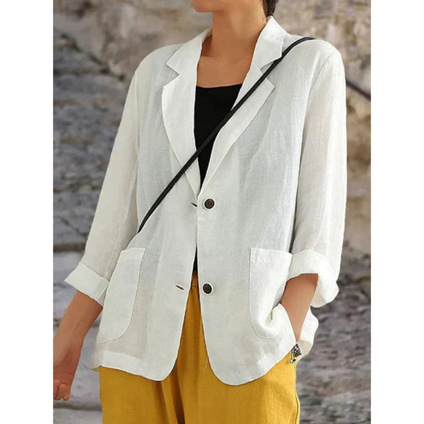 Sophie | Blazer féminin élégant en lin avec col