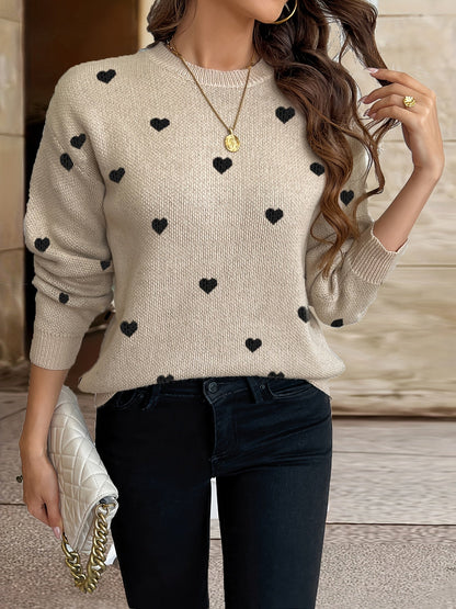 Sophie | Pull de la Saint-Valentin avec motif cœur et col rond
