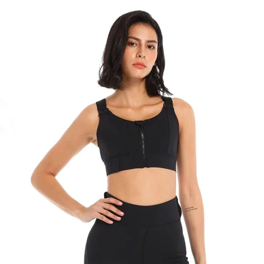 Sports Bra | Zip Closure & Anti-Bounce