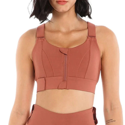 Sports Bra | Zip Closure & Anti-Bounce
