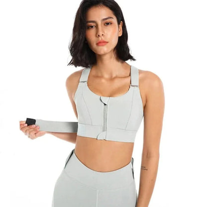 Sports Bra | Zip Closure & Anti-Bounce