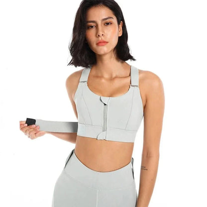 Sports Bra | Zip Closure & Anti-Bounce