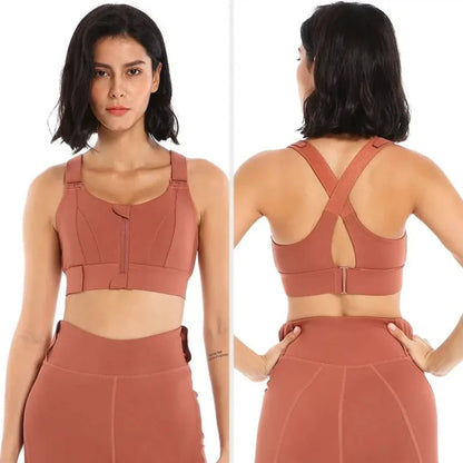 Sports Bra | Zip Closure & Anti-Bounce