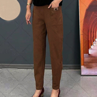 Ladies' Refined Trousers with Elastic Waist and Pockets