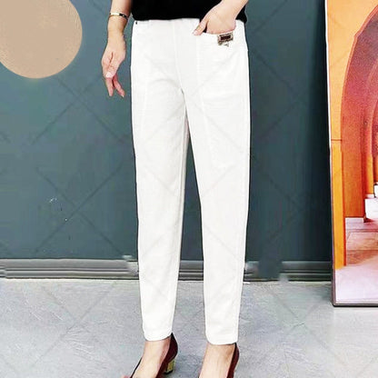 Ladies' Refined Trousers with Elastic Waist and Pockets