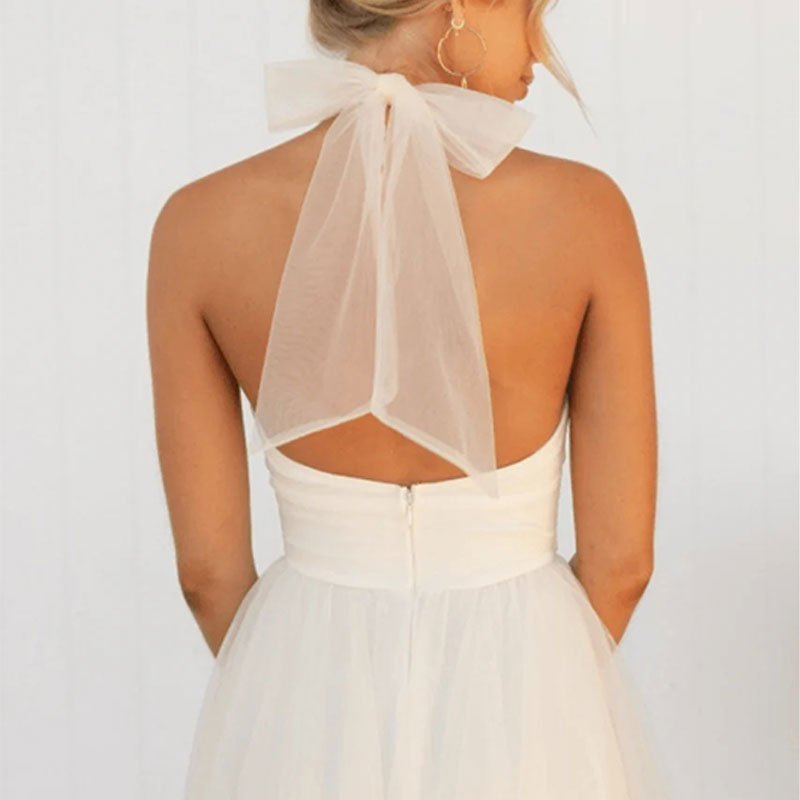 Mesh dress with high neckline and sleeveless design - Erin