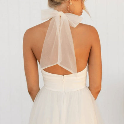 Mesh dress with high neckline and sleeveless design - Erin