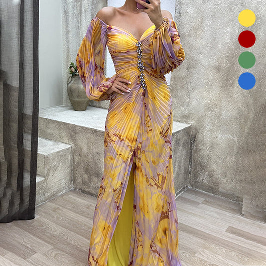 Trägerloses Plisseekleid mit Schlitz – Rozanne