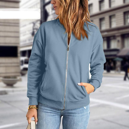 Ladies' Lightweight Bomber Jacket with Zip and Pockets