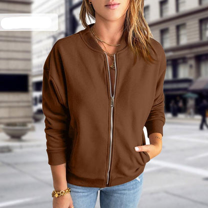 Ladies' Lightweight Bomber Jacket with Zip and Pockets