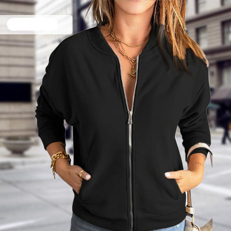 Ladies' Lightweight Bomber Jacket with Zip and Pockets
