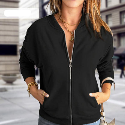 Ladies' Lightweight Bomber Jacket with Zip and Pockets