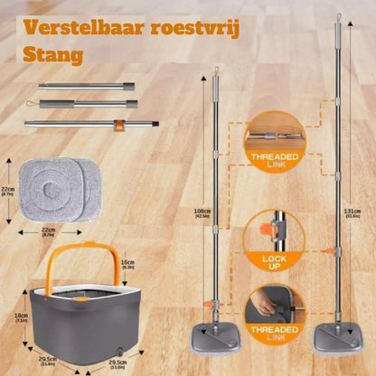Štvorcový mop + 2 štvorcové podložky z mikrovlákna