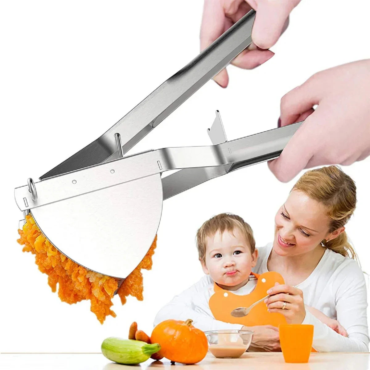 Stainless Steel Potato Ricer - Masher for Potatoes, Fruit & Vegetables