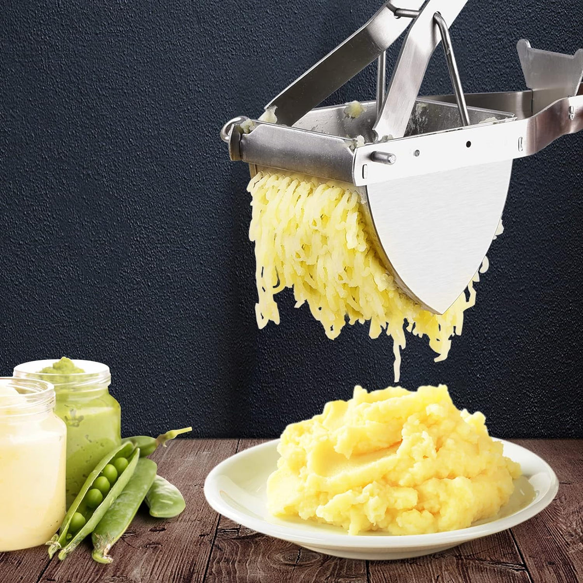 Stainless Steel Potato Ricer - Masher for Potatoes, Fruit & Vegetables