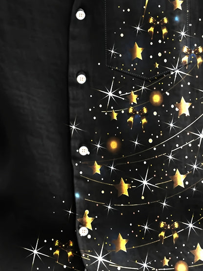 Stan | Chemise à manches longues pour homme avec imprimé brillant d'arbre de Noël