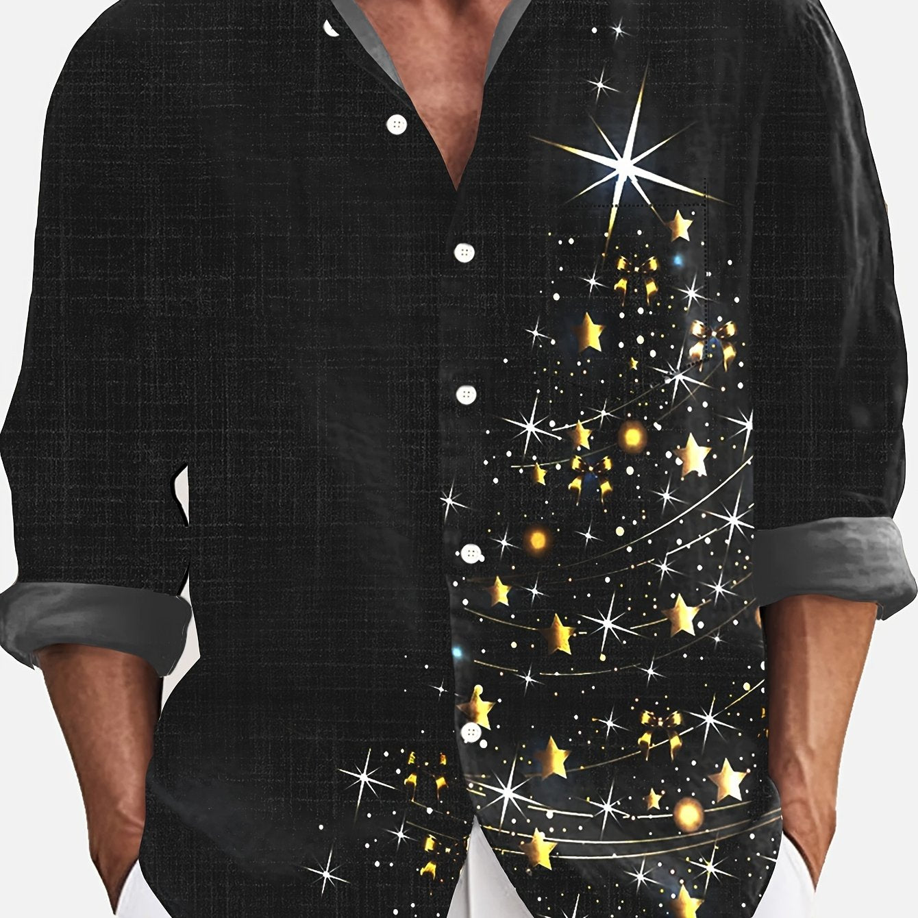 Stan | Chemise à manches longues pour homme avec imprimé brillant d'arbre de Noël