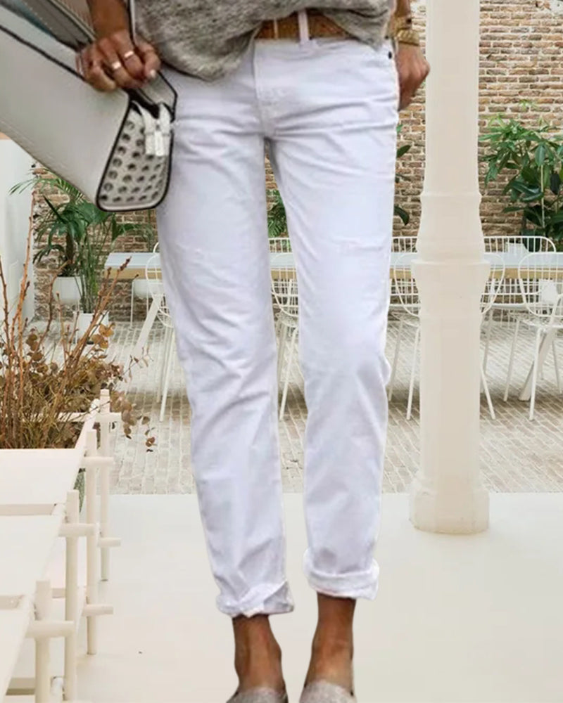 Pantalon décontracté uni et élégant