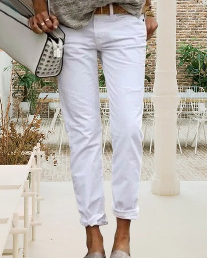 Pantalon décontracté uni et élégant