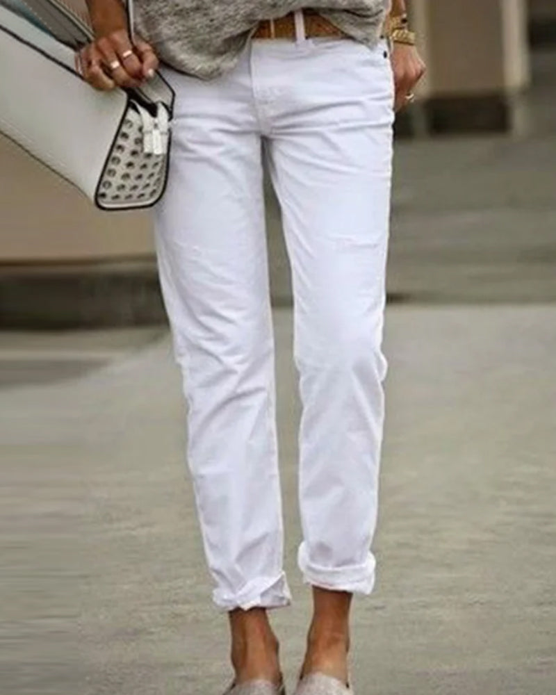 Pantalon décontracté uni et élégant
