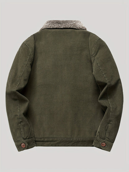 Sven | Veste pour homme en velours côtelé chaud en polaire avec boutons