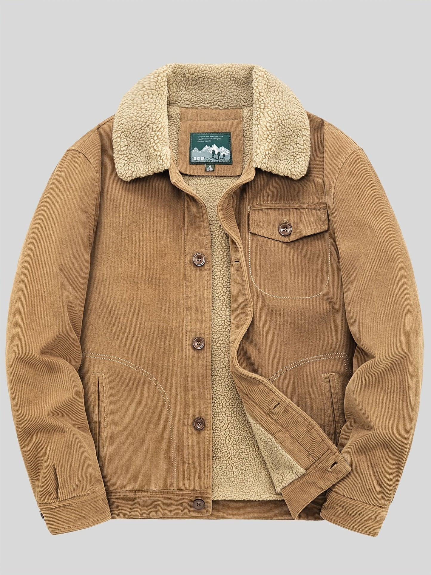 Sven | Veste pour homme en velours côtelé chaud en polaire avec boutons