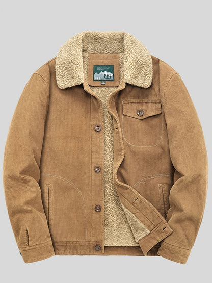 Sven | Veste pour homme en velours côtelé chaud en polaire avec boutons