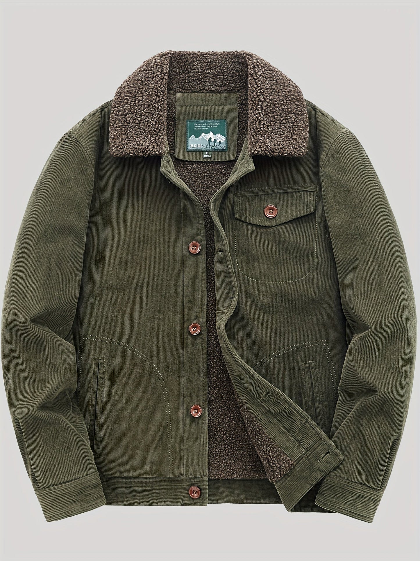 Sven | Veste pour homme en velours côtelé chaud en polaire avec boutons