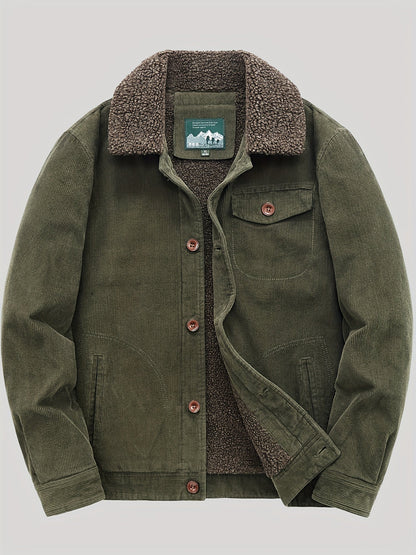 Sven | Veste pour homme en velours côtelé chaud en polaire avec boutons