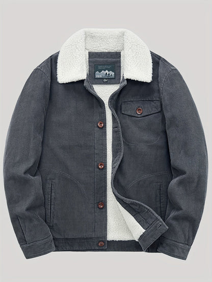 Sven | Veste pour homme en velours côtelé chaud en polaire avec boutons