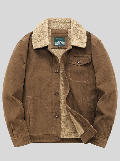 Sven | Veste pour homme en velours côtelé chaud en polaire avec boutons
