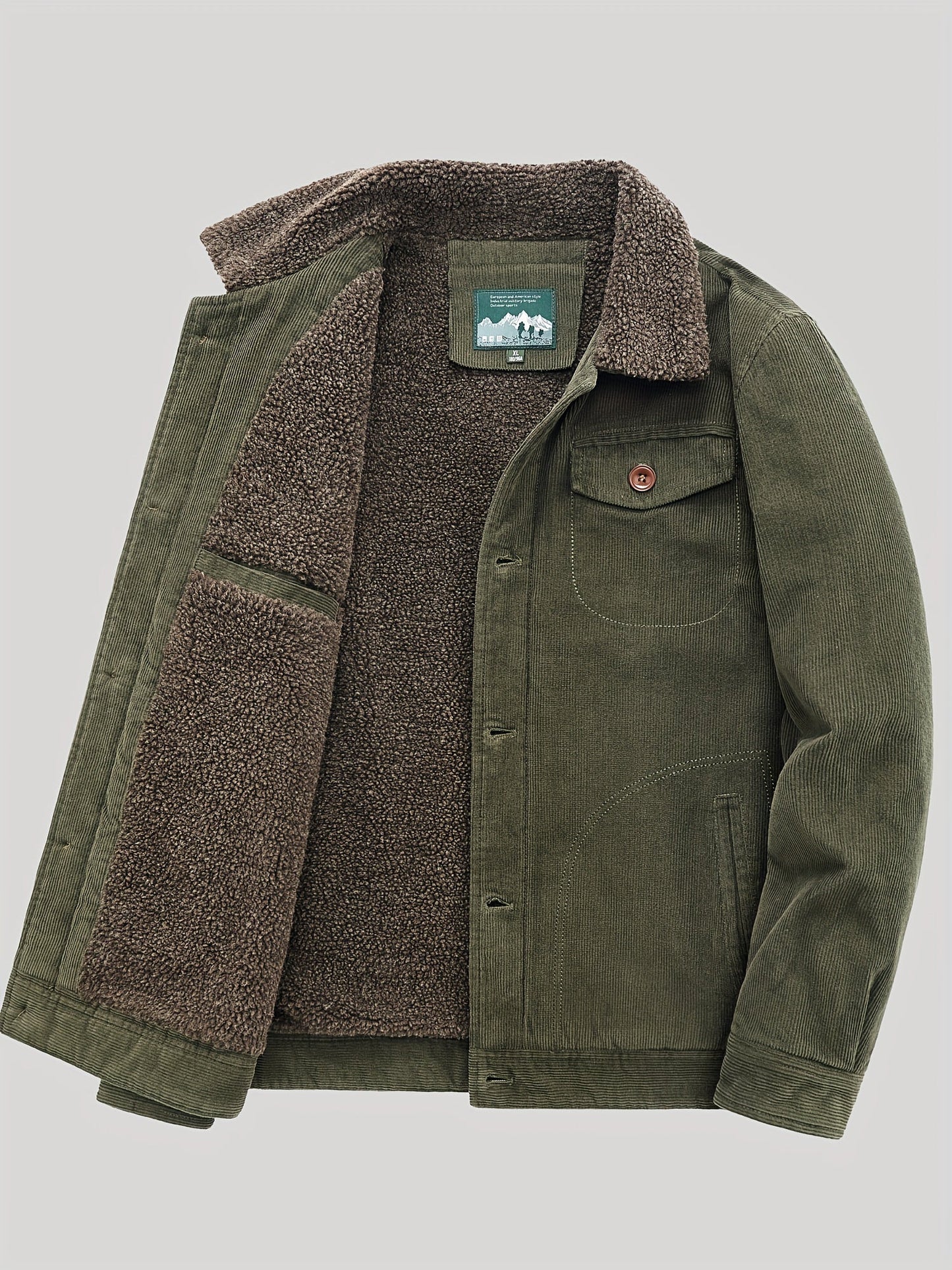 Sven | Veste pour homme en velours côtelé chaud en polaire avec boutons