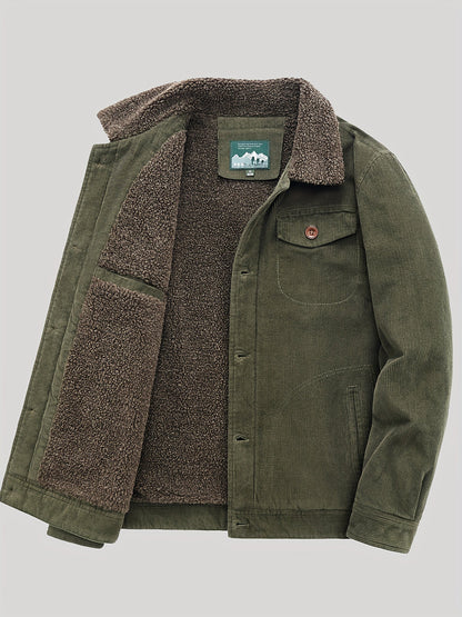 Sven | Veste pour homme en velours côtelé chaud en polaire avec boutons