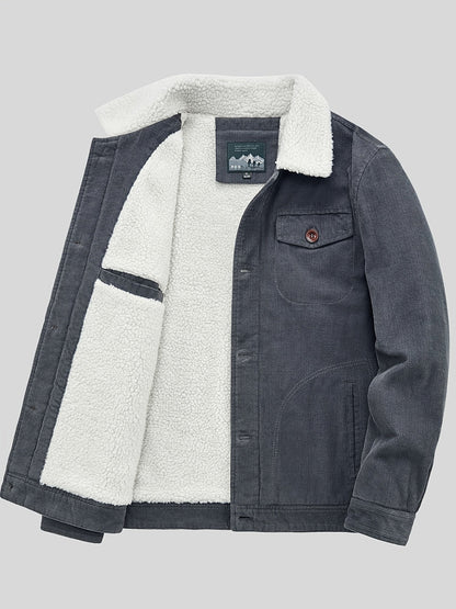 Sven | Veste pour homme en velours côtelé chaud en polaire avec boutons