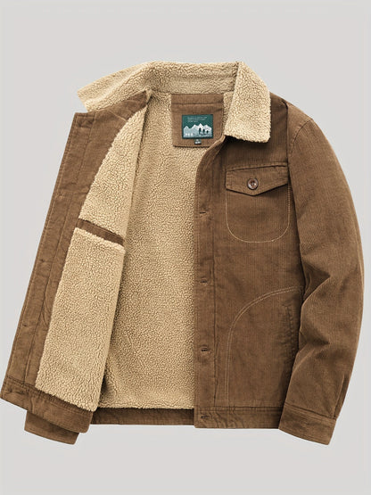 Sven | Veste pour homme en velours côtelé chaud en polaire avec boutons