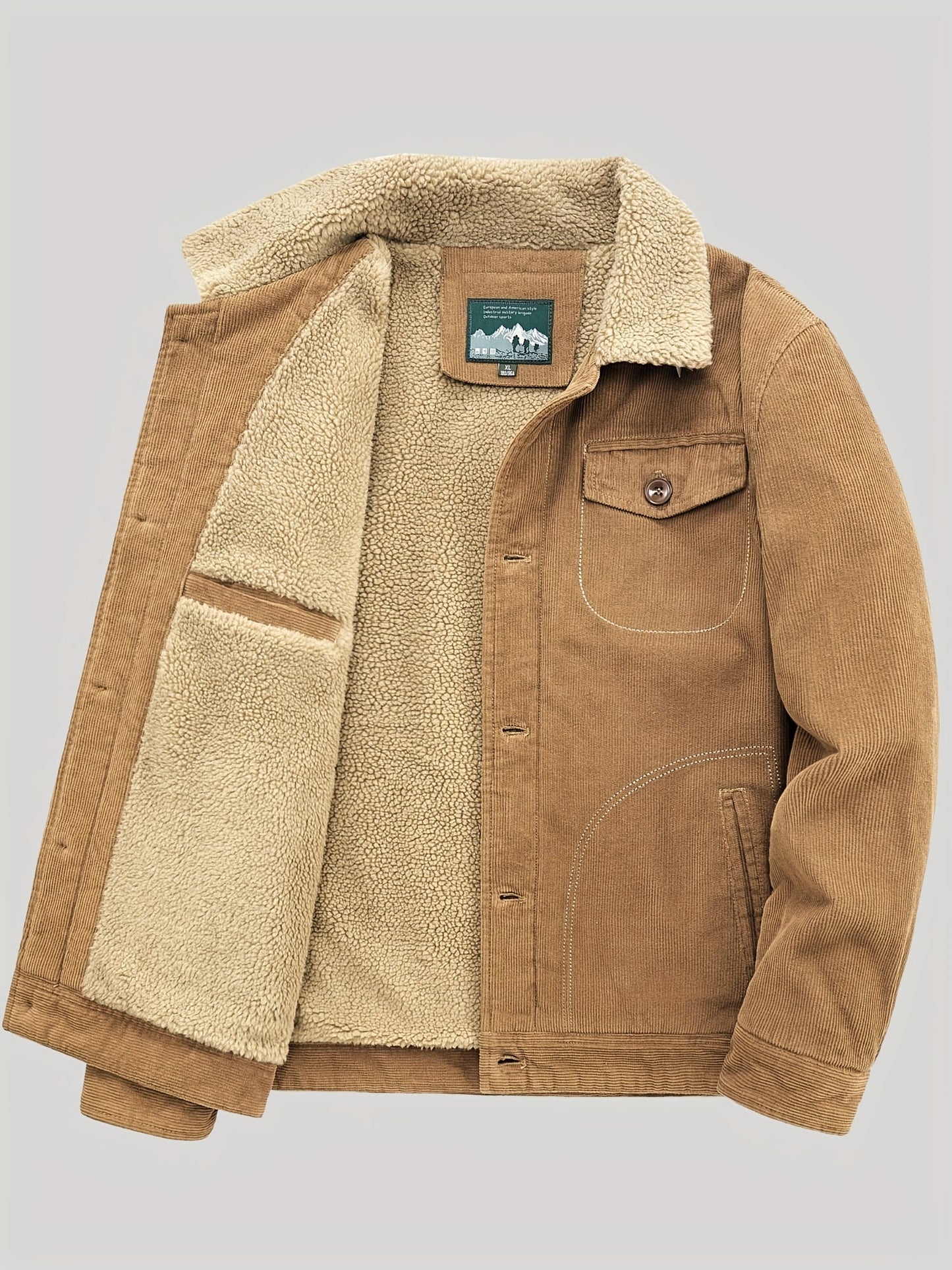 Sven | Veste pour homme en velours côtelé chaud en polaire avec boutons
