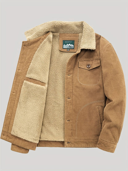 Sven | Veste pour homme en velours côtelé chaud en polaire avec boutons