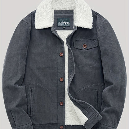 Sven | Veste pour homme en velours côtelé chaud en polaire avec boutons