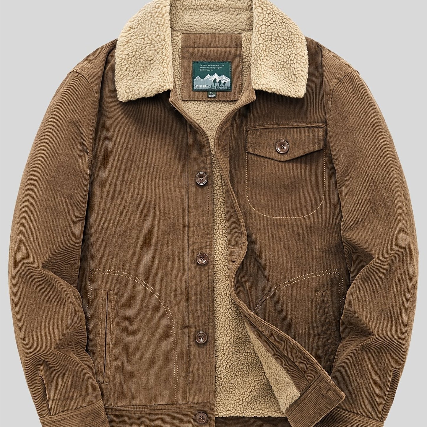 Sven | Veste pour homme en velours côtelé chaud en polaire avec boutons