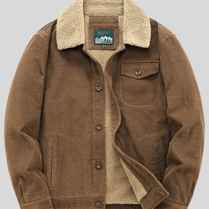Sven | Veste pour homme en velours côtelé chaud en polaire avec boutons
