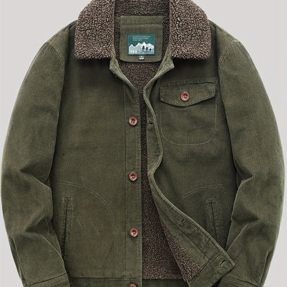 Sven | Veste pour homme en velours côtelé chaud en polaire avec boutons