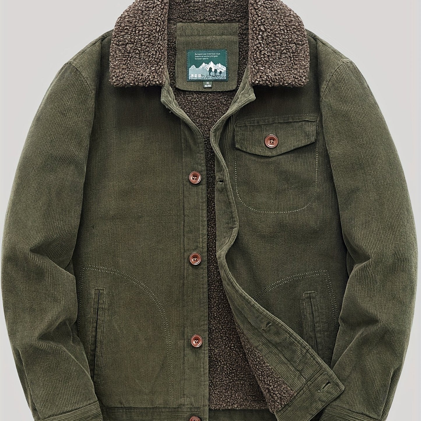 Sven | Veste pour homme en velours côtelé chaud en polaire avec boutons