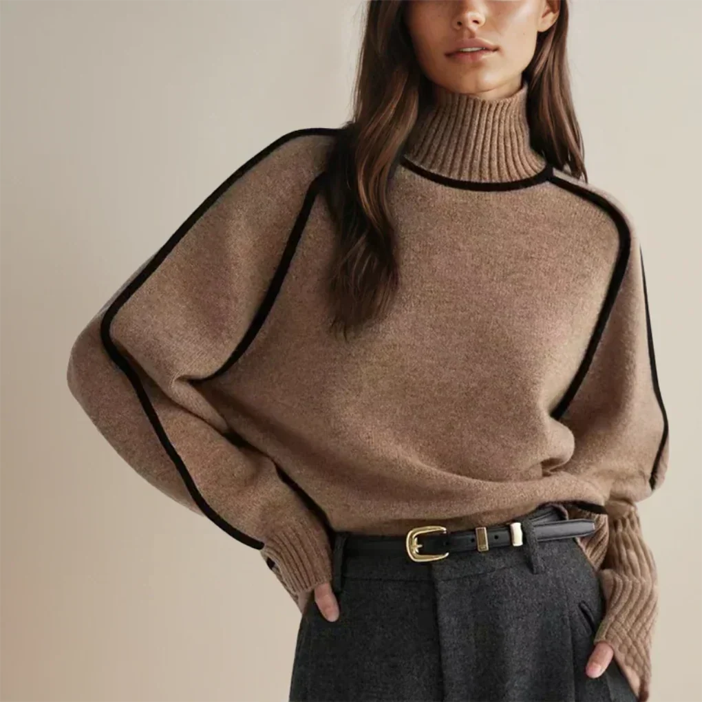 Warm roll neck jumper for women