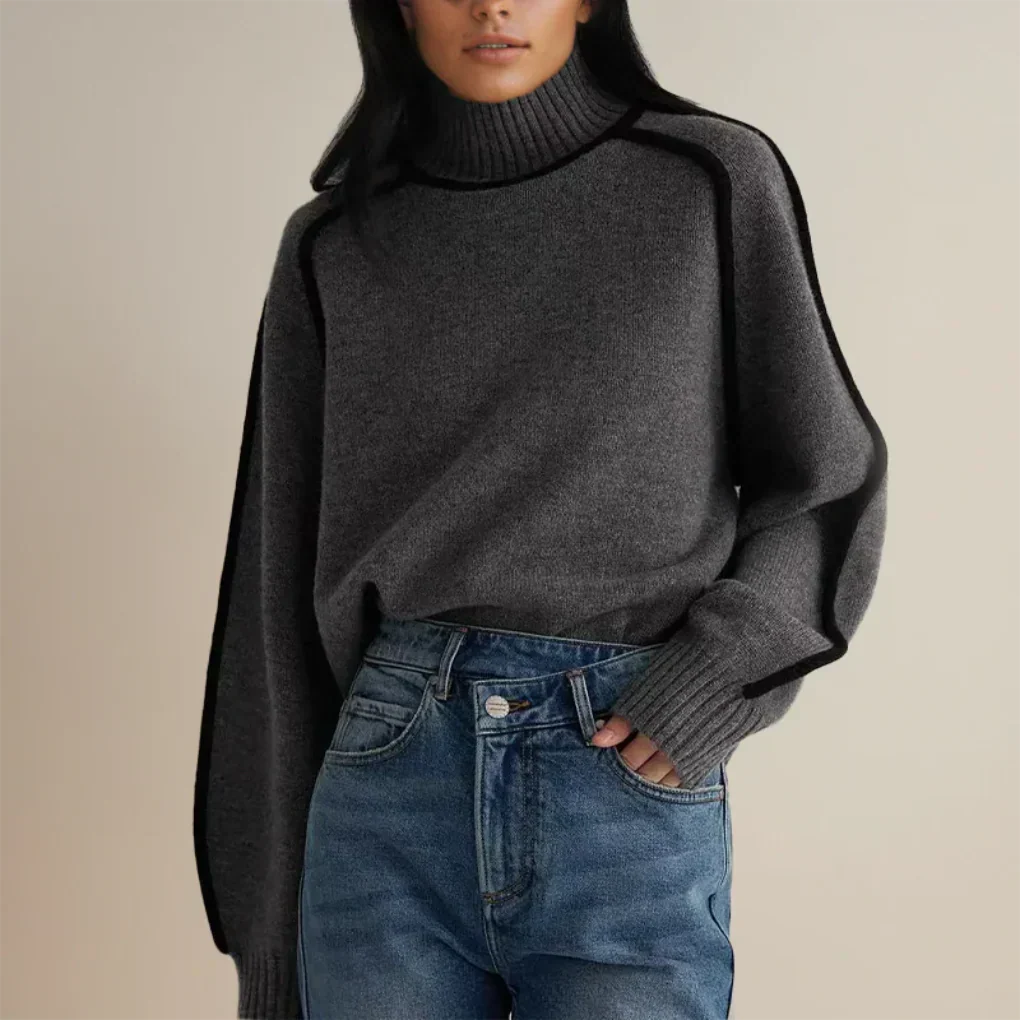 Warm roll neck jumper for women