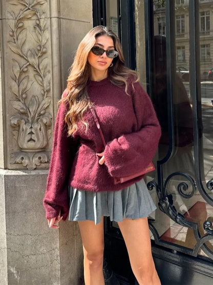 Ladies Soft Warm Winter Jumper with Round Neck and Relaxed Fit