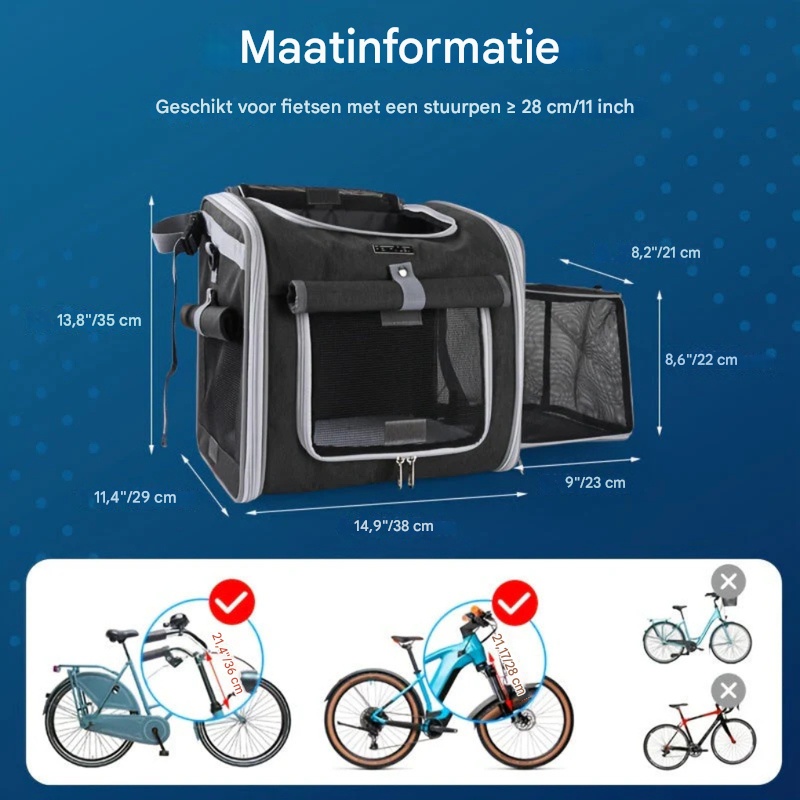 Cesta extensible para mascotas para bicicleta