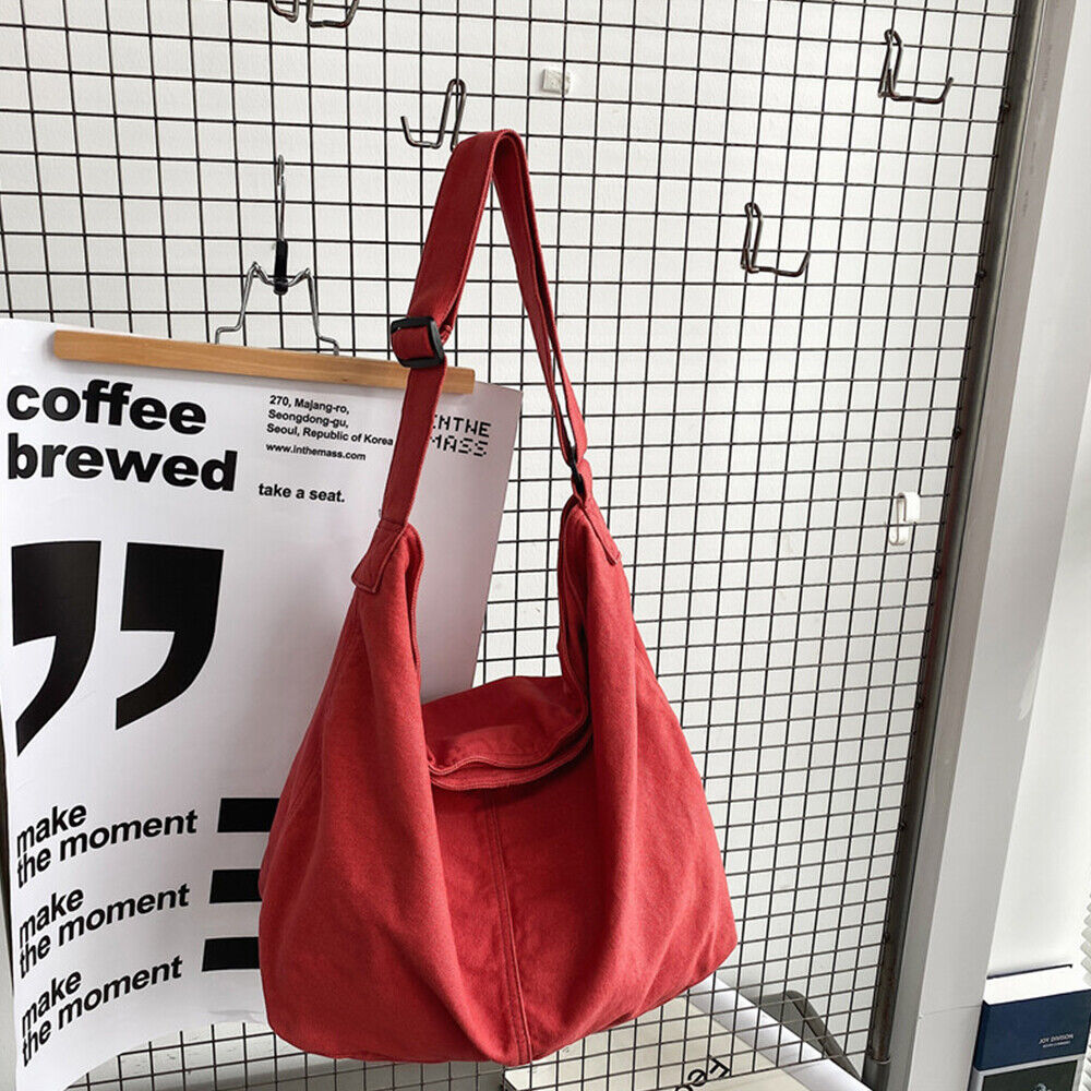 Oversized canvas schoudertas voor dames met duurzaam ontwerp